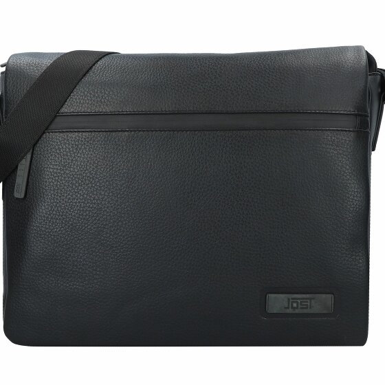 Jost Stockholm Messenger Bag Leather 38 cm Laptop Compartment schwarz