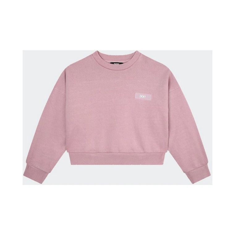 Cropped Sweter z Prążkami i Wzorem na Całości Dkny