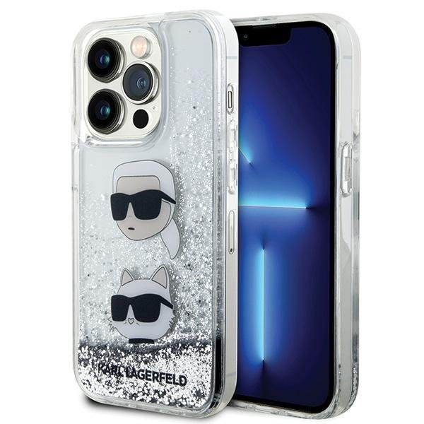 Karl Lagerfeld KLHCP14LLDHKCNS iPhone 14 Pro 6.1" srebrny/silver hardcase Liquid Glitter Karl & Choupette Heads