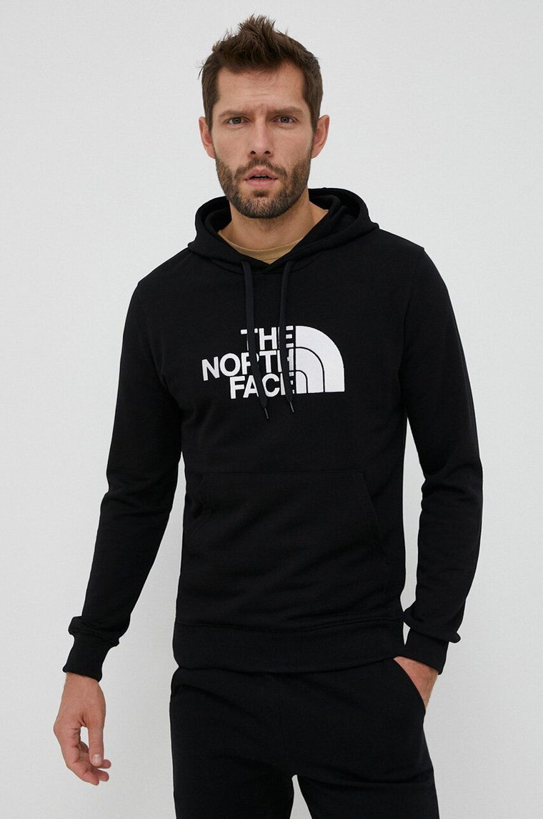 The North Face bluza bawełniana męska kolor czarny z kapturem z aplikacją