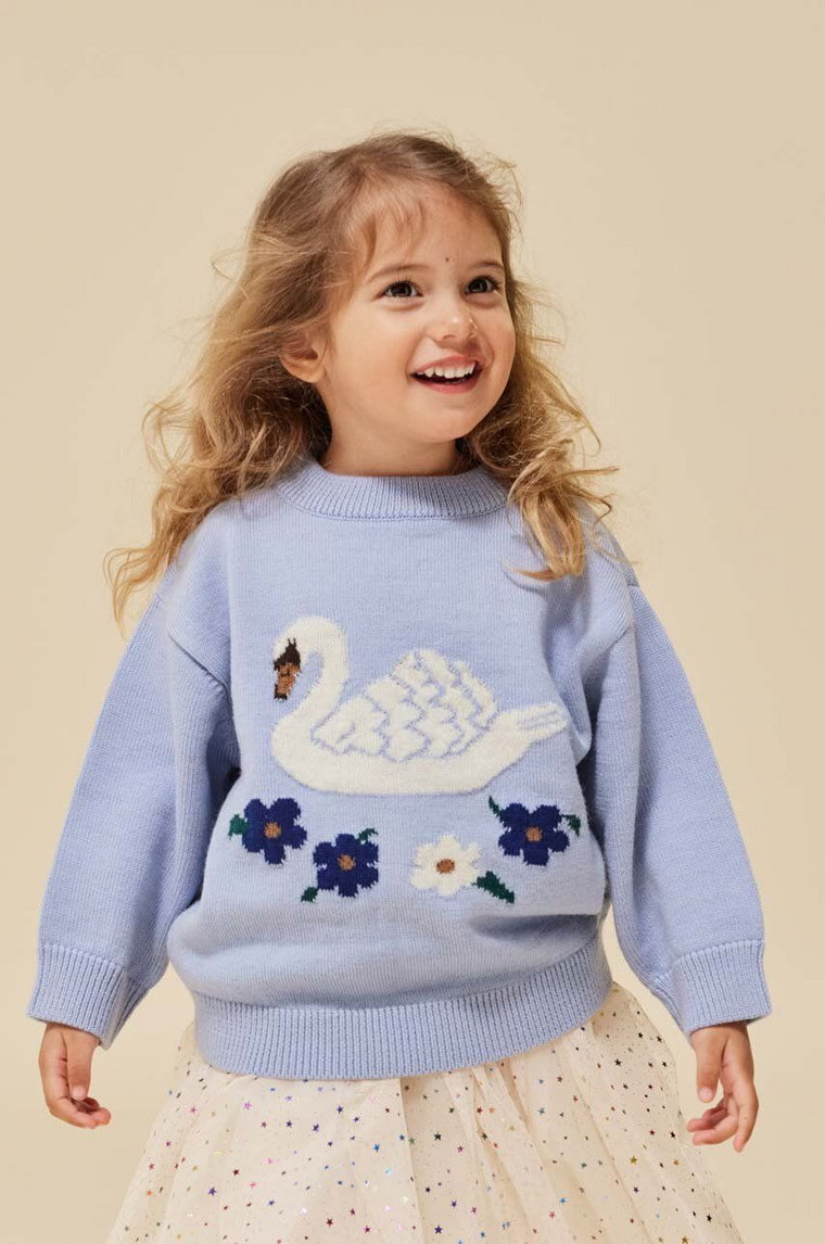 Konges Sløjd sweter wełniany dziecięcy kolor niebieski