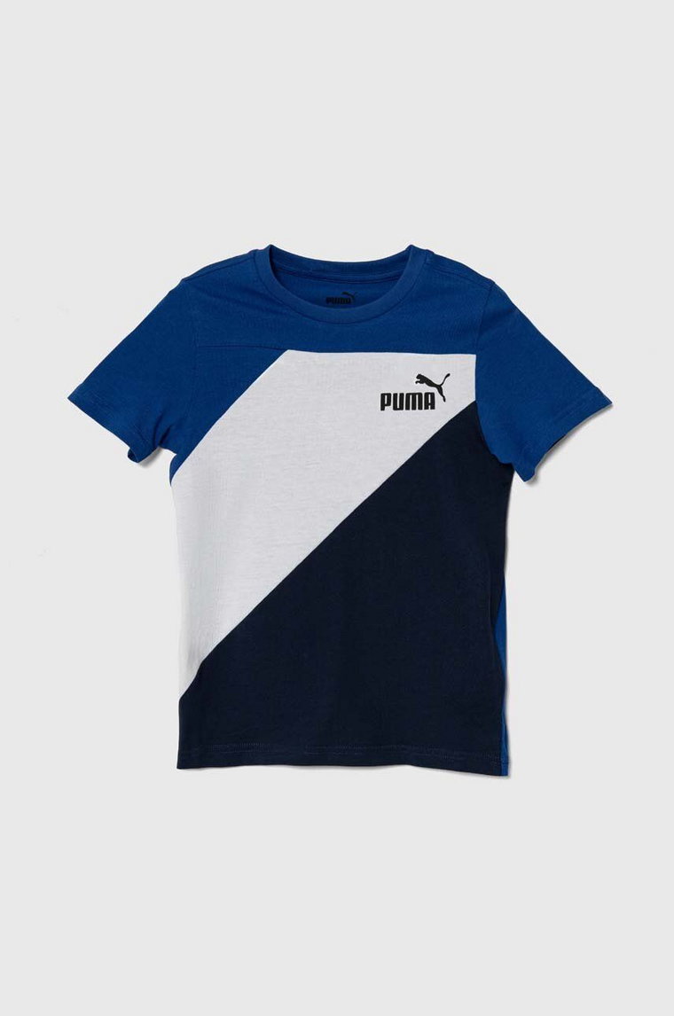 Puma t-shirt bawełniany dziecięcy PUMA POWER B kolor granatowy wzorzysty