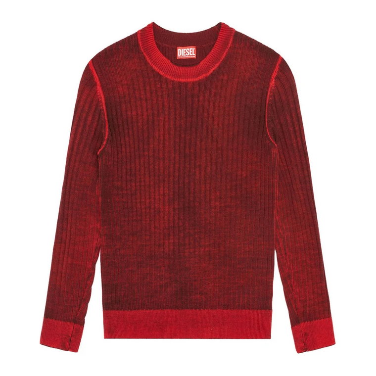 Czerwony Sweter z Wyszywanym Logo Diesel