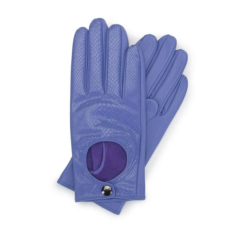 Damskie rękawiczki samochodowe ze skóry lizard fioletowe