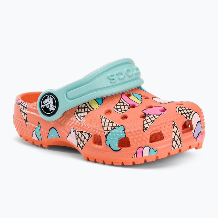 Klapki dziecięce Crocs Classic Pool Party Clog T papaya