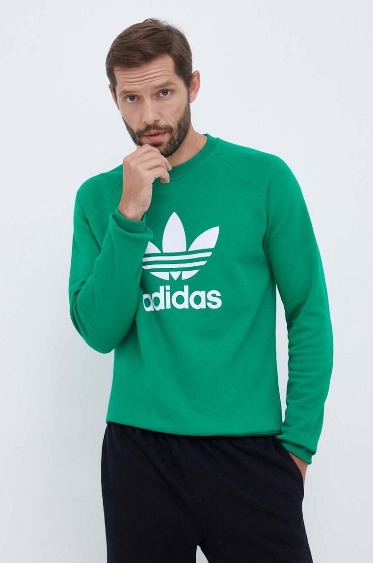 adidas Originals bluza bawełniana męska kolor zielony z nadrukiem