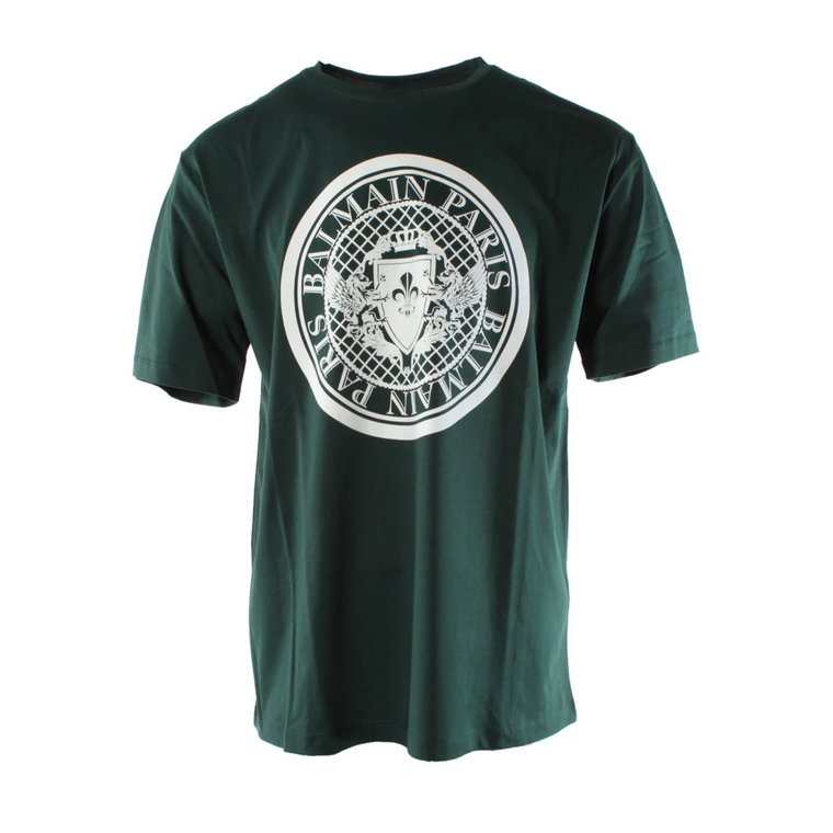 Zielony T-shirt Męski Balmain