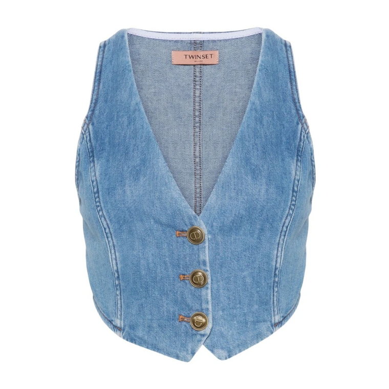 Stylowy Denim Gilet Bezrękawnik Twinset