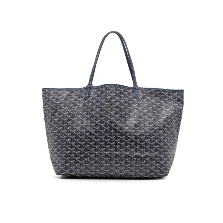 Goyard Bleu Marine Navy Blue St Louis GM Chevron Tote Bag at