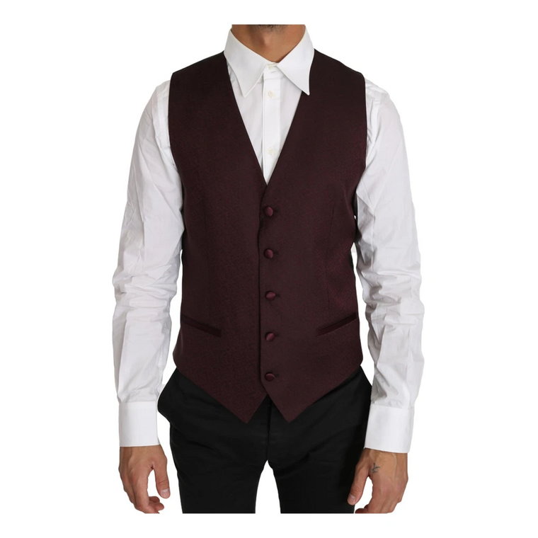 Purple Pattern Wool Silk Waistcoat Vest Dolce & Gabbana