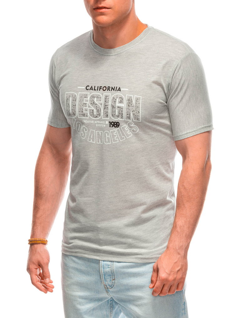 T-shirt męski z nadrukiem S1961 - jasnoszary