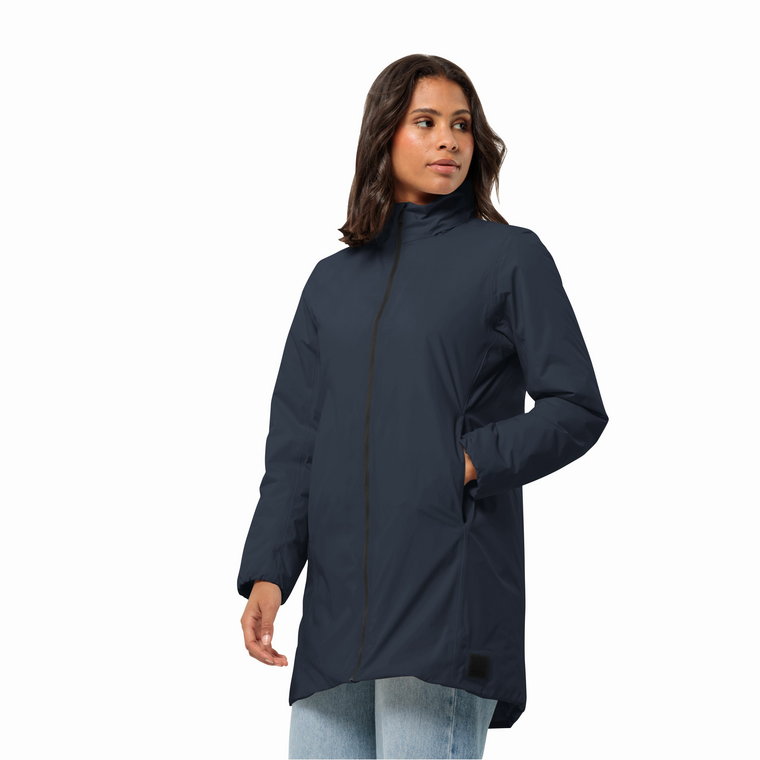 Damski płaszcz przeciwdeszczowy Jack Wolfskin TEXTOR COAT W night blue - S