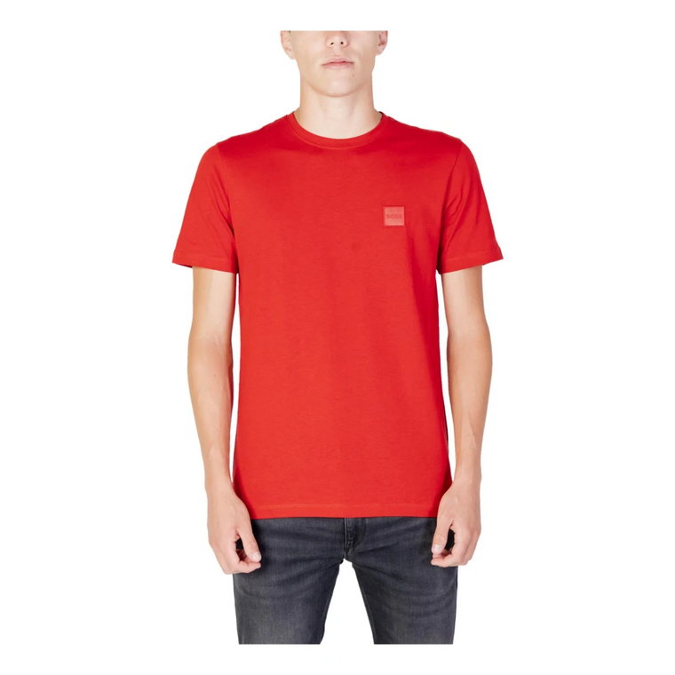 Czerwony T-shirt z Krótkim Rękawem dla Mężczyzn Hugo Boss