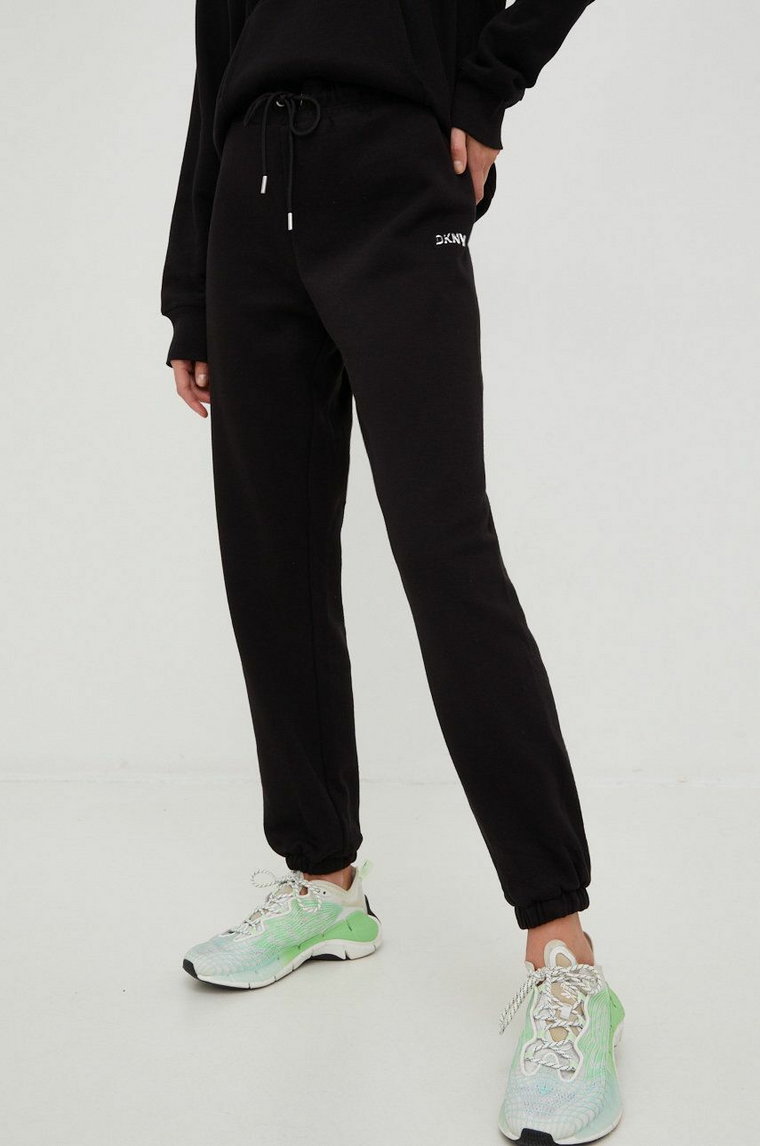 Dkny spodnie dresowe damskie kolor czarny gładkie DP2P3114