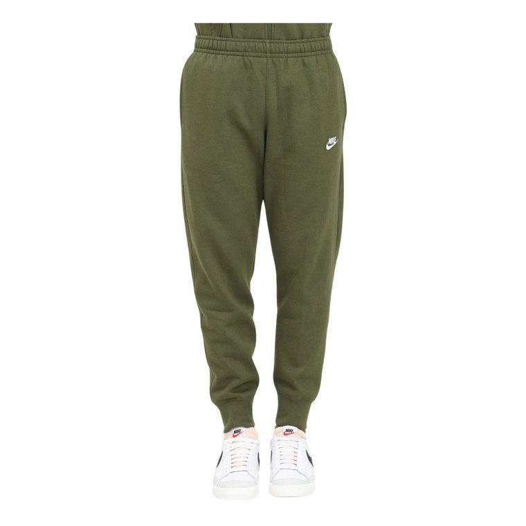Zielone Spodnie Dresowe z Haftowanym Logo Nike