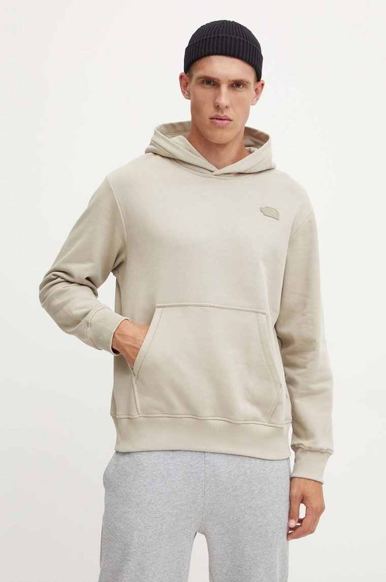 The North Face bluza bawełniana Natural Dye Hoodie męska kolor beżowy z kapturem z nadrukiem NF0A89CV9OX1