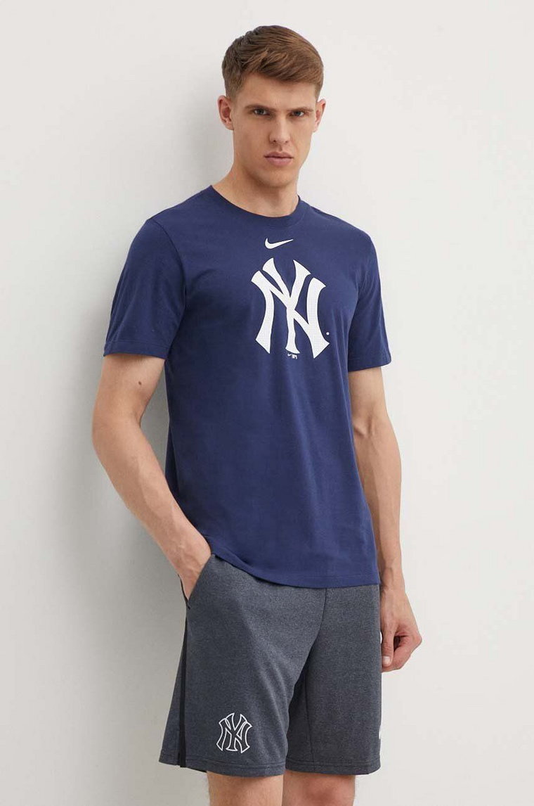Nike t-shirt New York Yankees męski kolor granatowy z nadrukiem