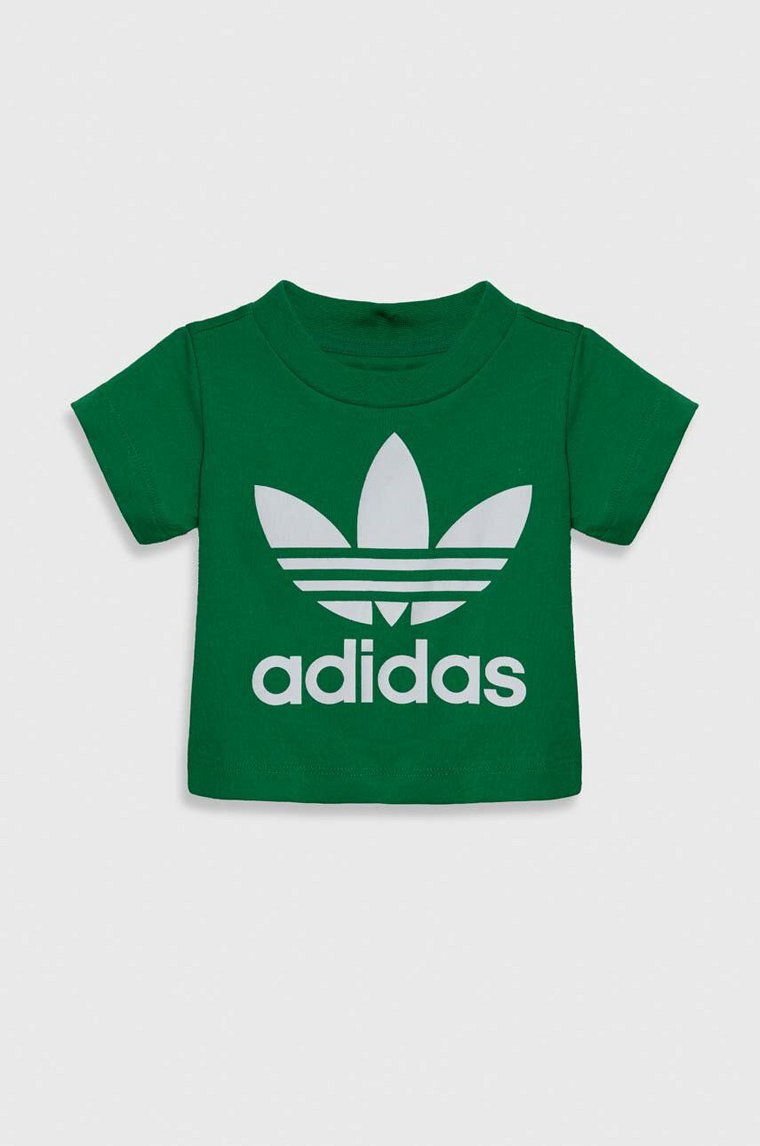 adidas Originals t-shirt bawełniany dziecięcy TREFOIL TEE kolor zielony z nadrukiem
