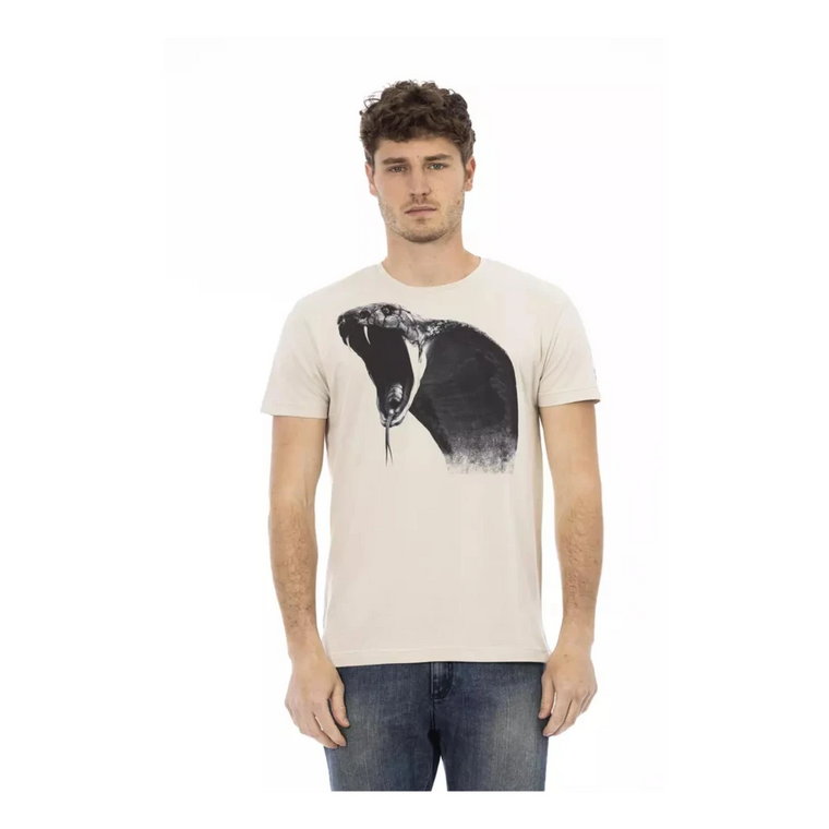 Beżowy Bawełniany T-Shirt dla Mężczyzn Trussardi