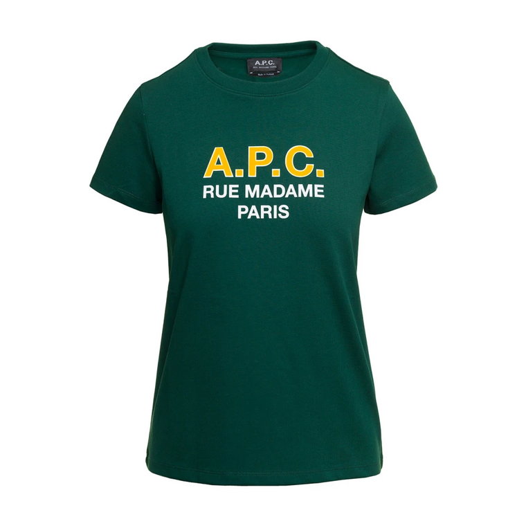 Zielony T-shirt zadrukiem logo A.p.c.