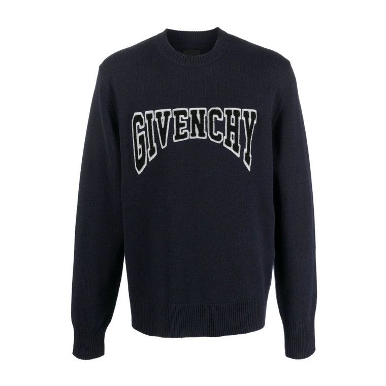 Granatowy Sweter z Logo Patches Givenchy