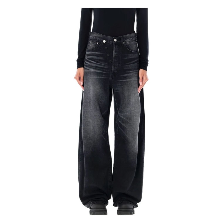 Wysokotalowe Czarne Jeansy Wide-leg Junya Watanabe