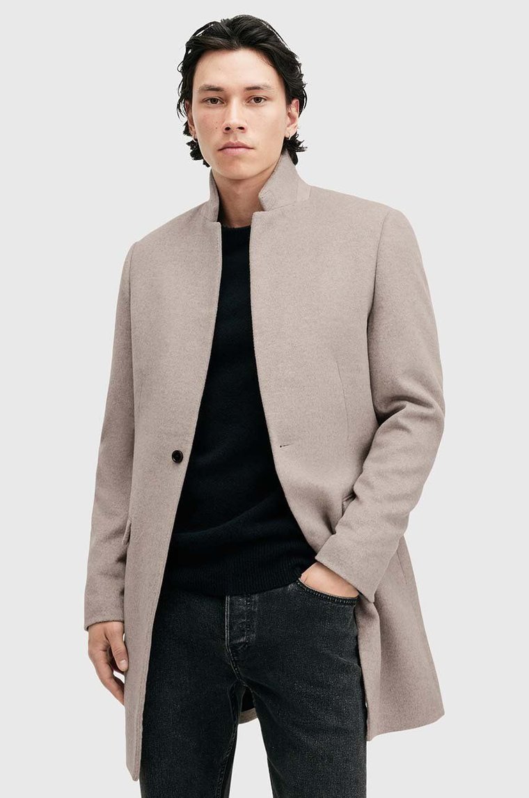 AllSaints płaszcz z domieszką wełny HARGROVE COAT kolor szary przejściowy M038OB