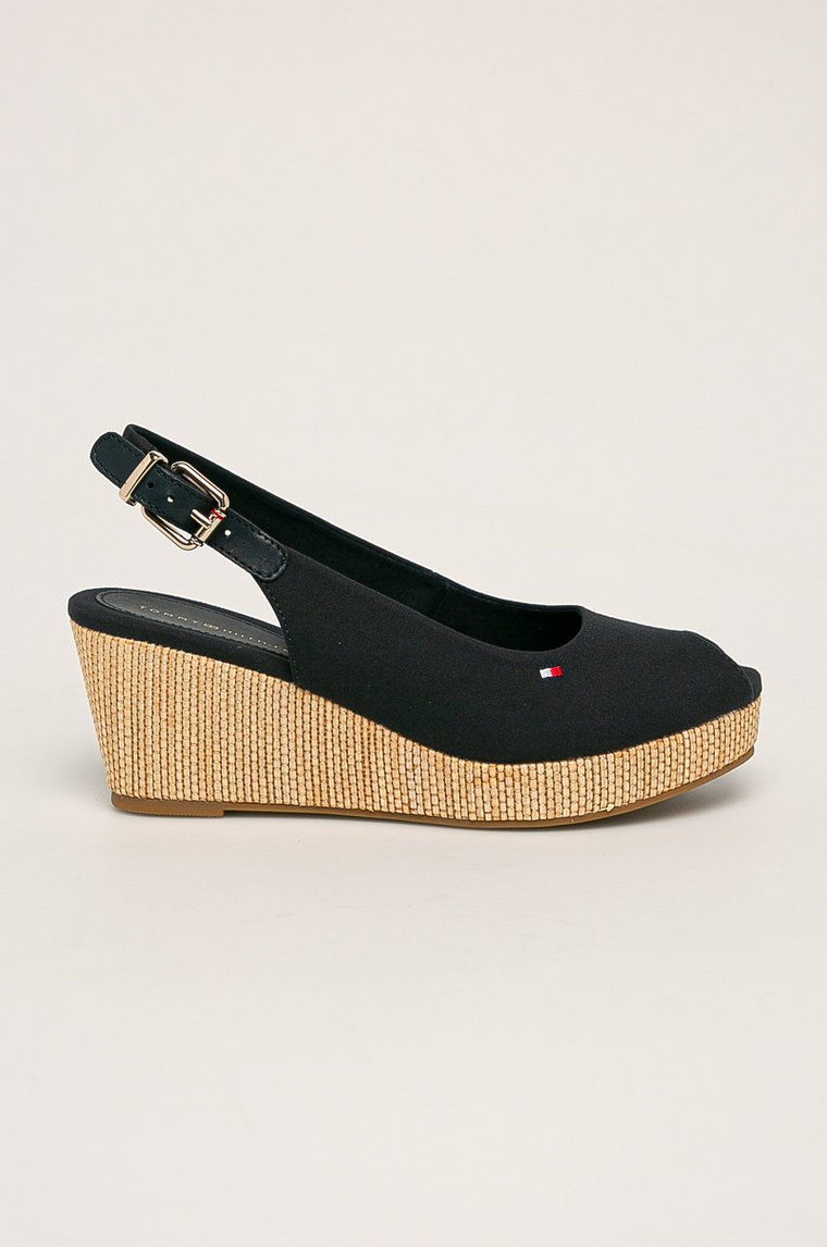 Tommy Hilfiger sandały ICONIC ELBA SLING BACK WEDGE damskie kolor granatowy na koturnie FW0FW04788