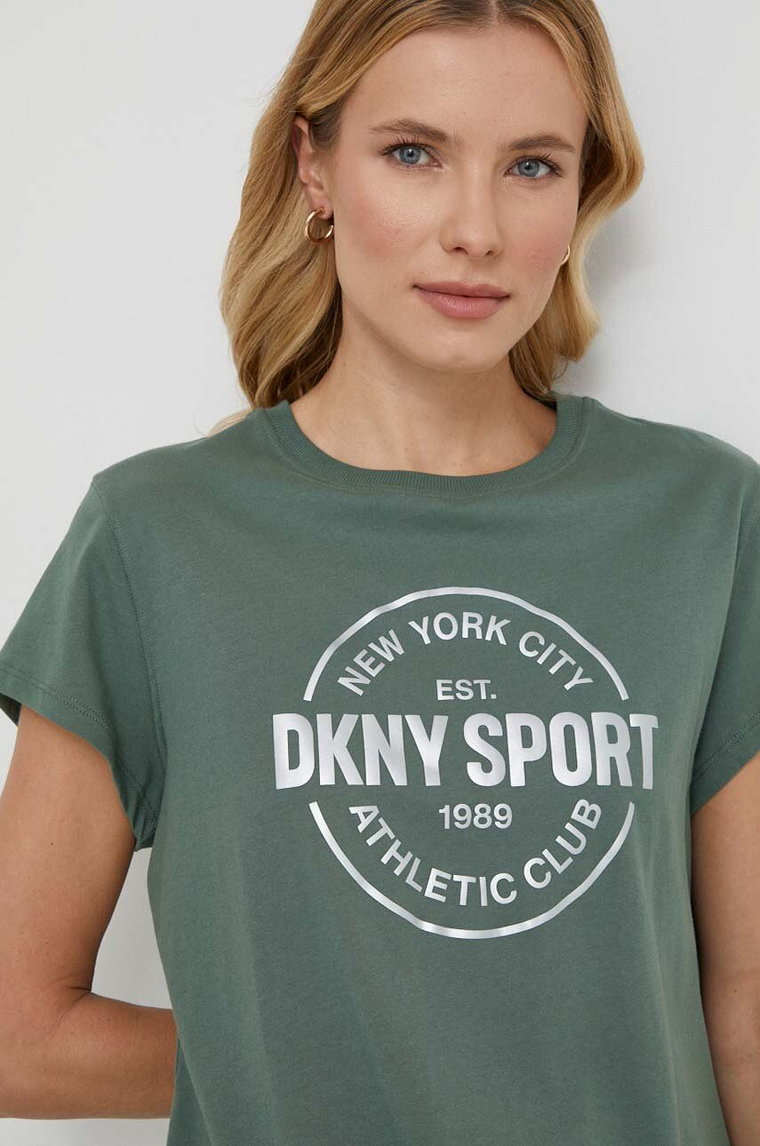 Dkny t-shirt bawełniany damski kolor zielony DP3T9563