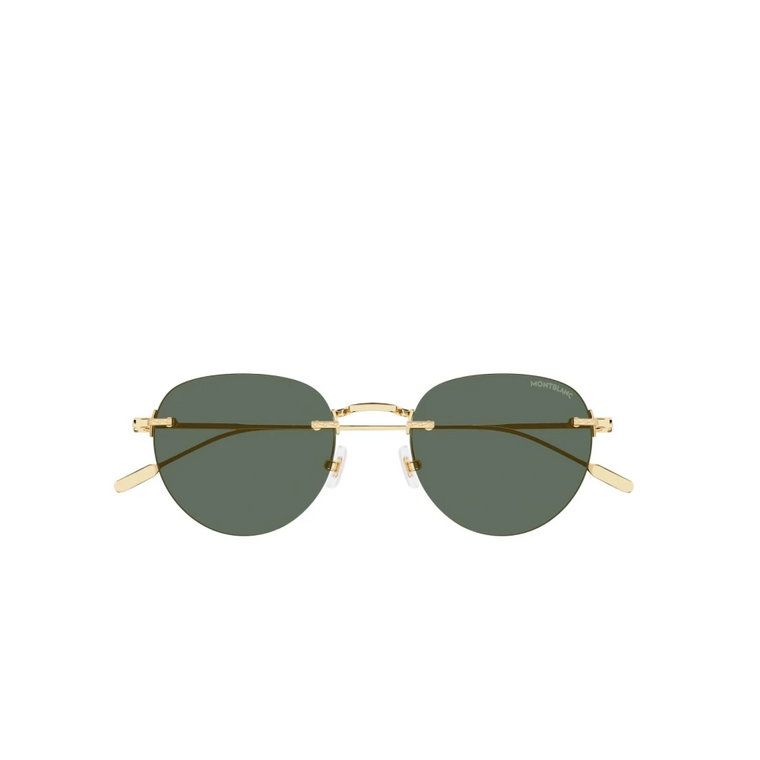 Męskie okulary przeciwsłoneczne zielone soczewki i metalowa oprawka Montblanc