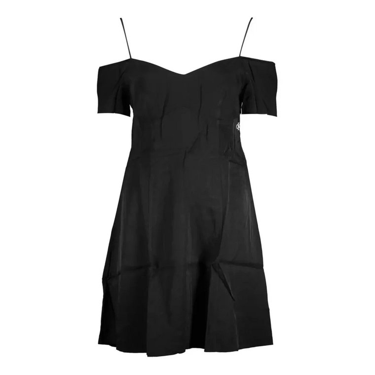 Czarna Krótka Sukienka z Regulowanymi Ramiączkami Calvin Klein