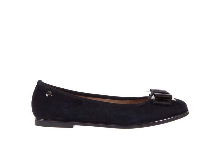 Baleriny Bayla-018 1063-303 Navy Black, Granat/Czarny, Skóra naturalna