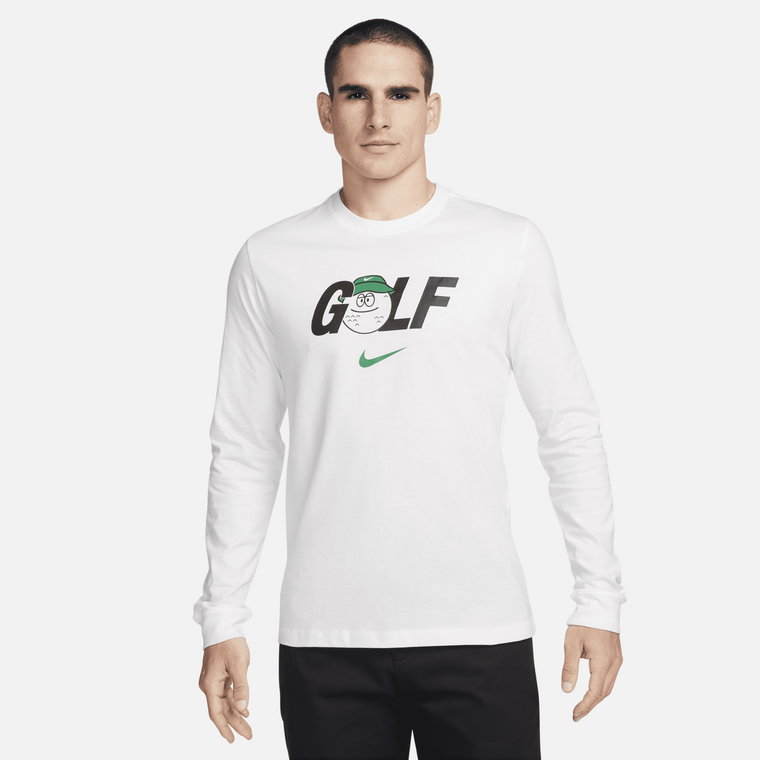 Męski T-shirt z długim rękawem do golfa Nike - Biel