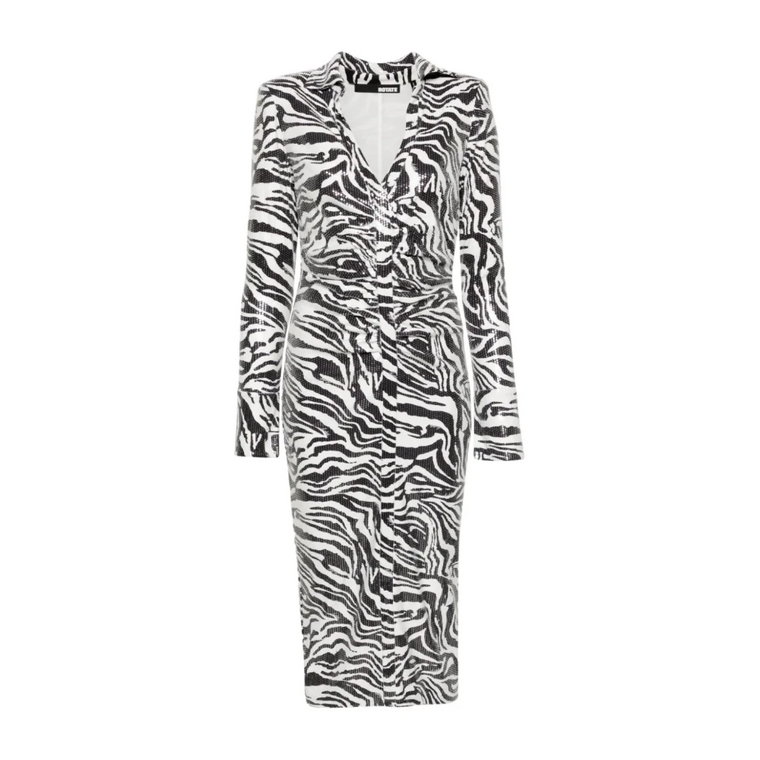 Zebra Print Sequins Midi Sukienka Rotate Birger Christensen