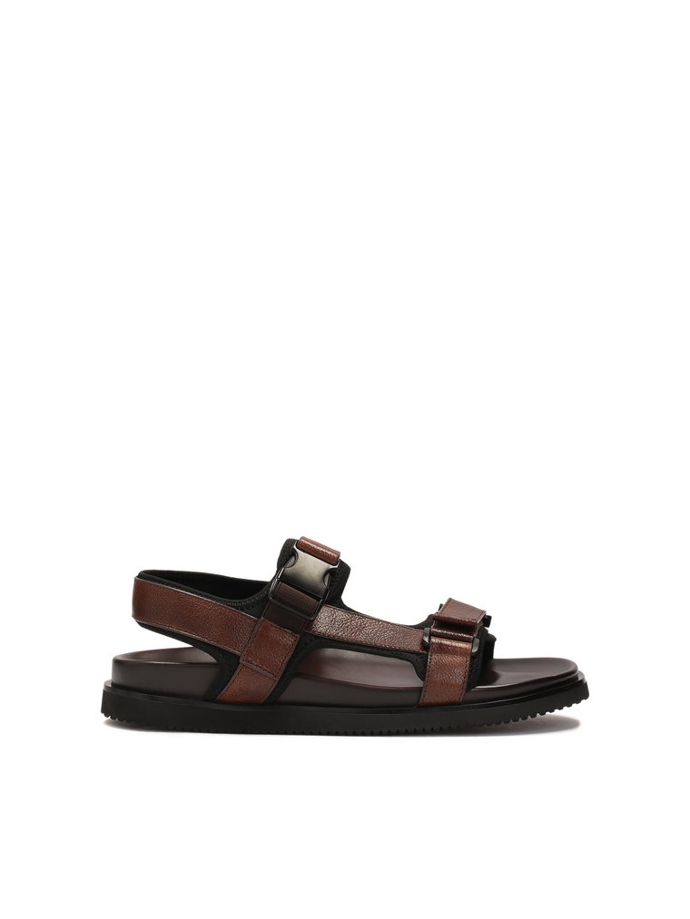 Komfortowe skórzane sandały w brązowym kolorze