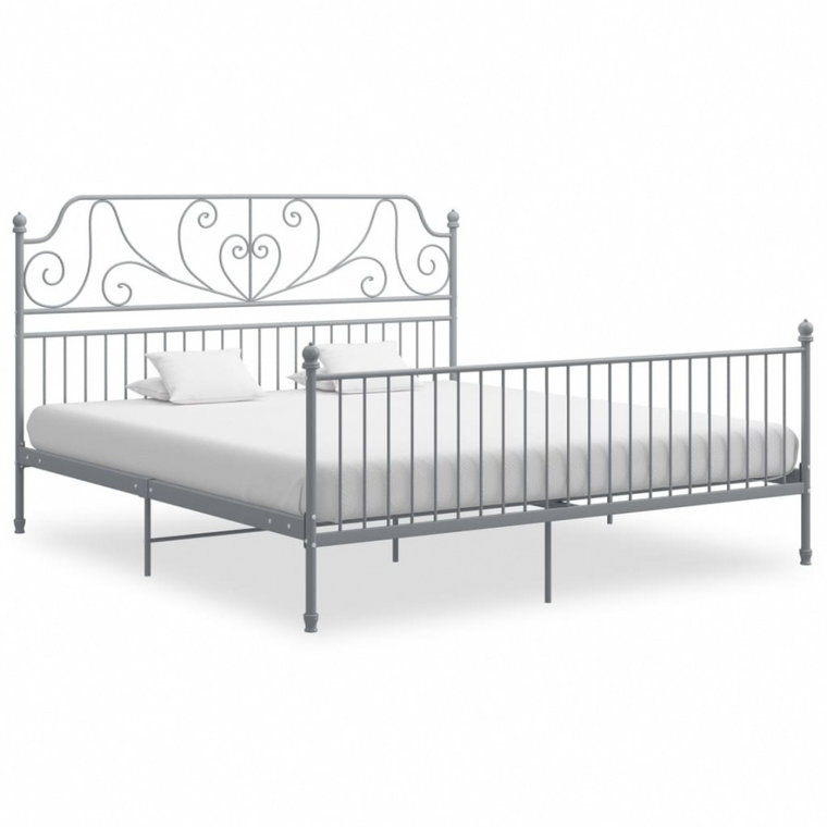 Rama łóżka, szara, metalowa, 200 x 200 cm kod: V-324861