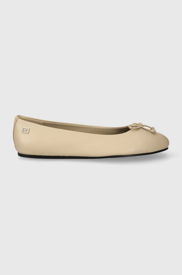 Tommy Hilfiger baleriny skórzane ESSENTIAL LEATHER BALLERINA kolor beżowy  FW0FW07768