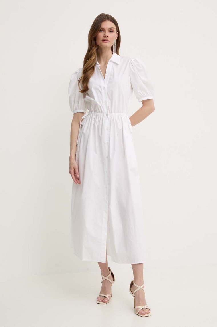 Liu Jo sukienka bawełniana kolor biały maxi rozkloszowana