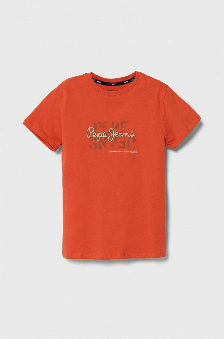 Pepe Jeans t-shirt bawełniany dziecięcy RICHARD kolor pomarańczowy z nadrukiem