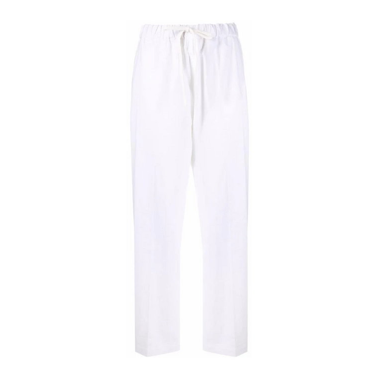 Luźne białe spodnie z bawełny z wiązaniem w talii MM6 Maison Margiela