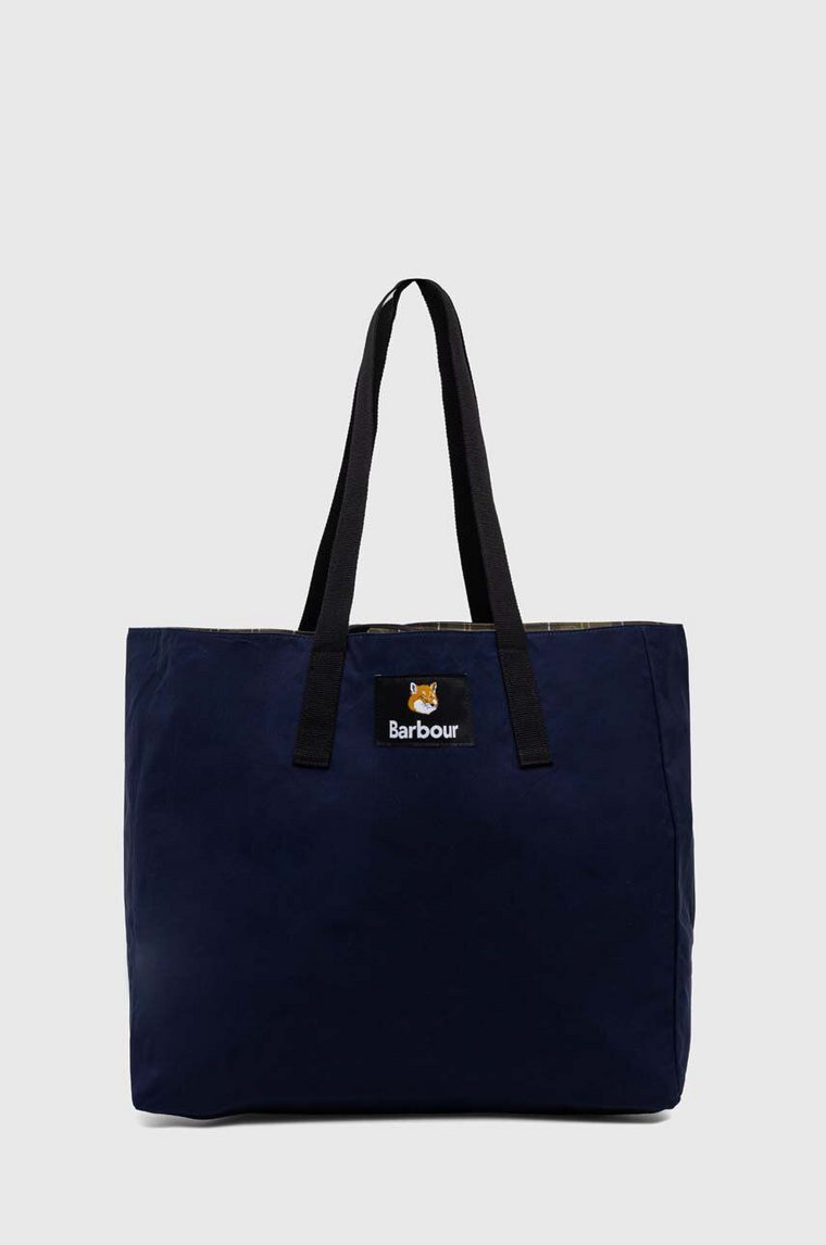 Barbour torebka X Maison Kitsune Reversible Tote Bag kolor granatowy UBA0692