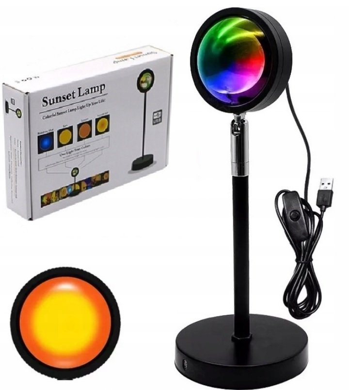 Lampka Led Sunset Zachód Słońca 4 Różne Kolory Usb