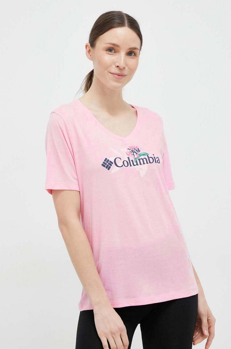 Columbia t-shirt damski kolor różowy