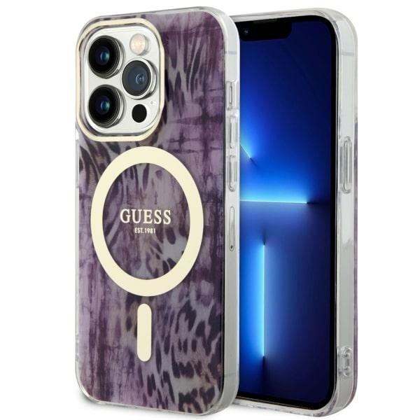 Guess GUHMP14XHLEOPWP iPhone 14 Pro Max 6.7" różowy/pink hardcase Leopard MagSafe