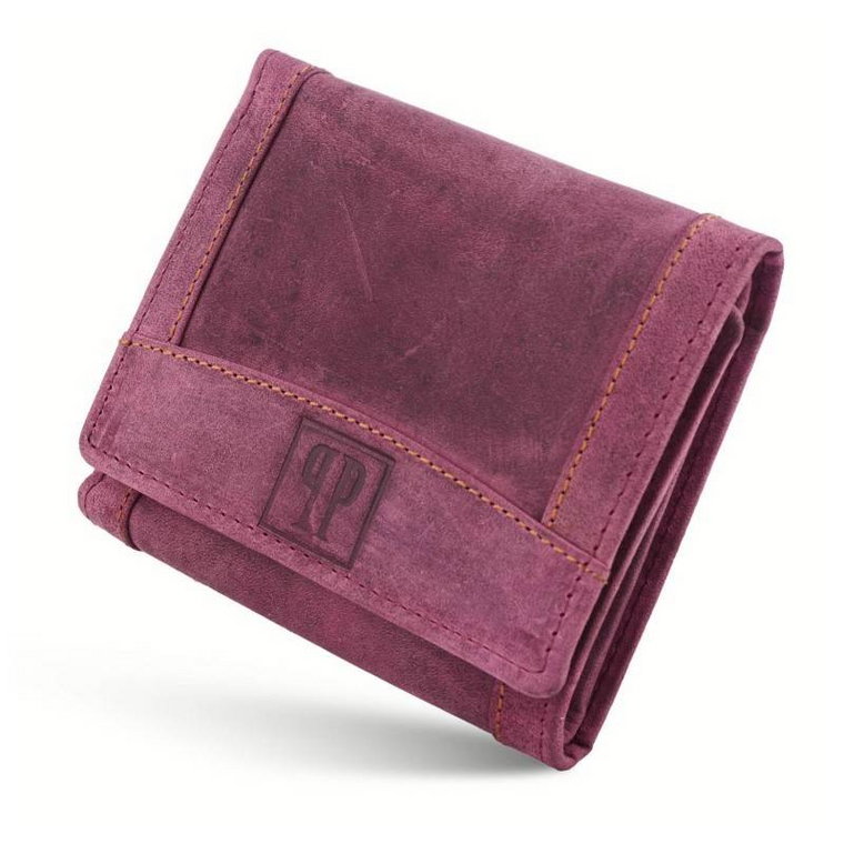 Skórzany damski portfel VINTAGE ochrona RFID fioletowy