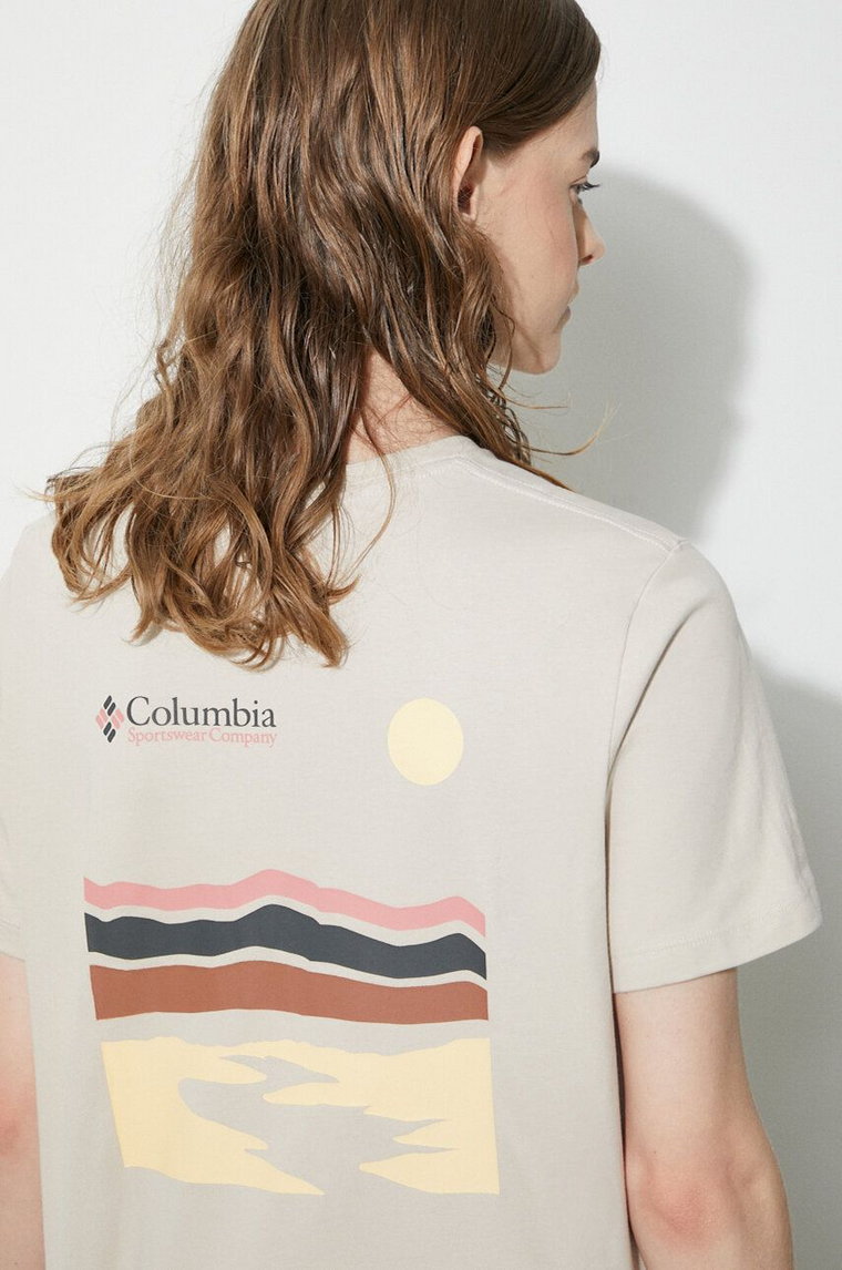 Columbia t-shirt bawełniany Boundless Beauty damski kolor beżowy 2036581