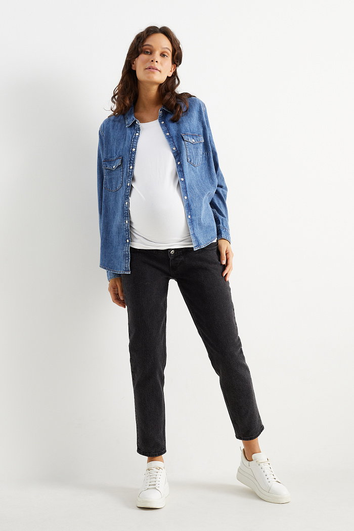 C&A Dżinsy ciążowe-tapered jeans-LYCRA, Szary, Rozmiar: 44