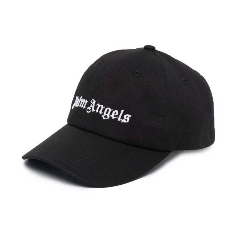 Czarna bawełniana czapka streetwear z klasycznym haftem logo Palm Angels