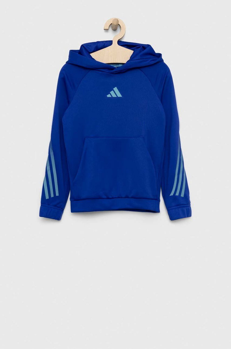 adidas bluza dziecięca U TI HOODIE kolor niebieski z kapturem z nadrukiem