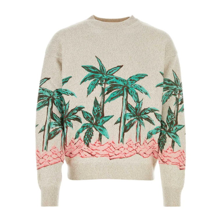 Sweter z mieszanki wełny w kolorze piaskowym Palm Angels